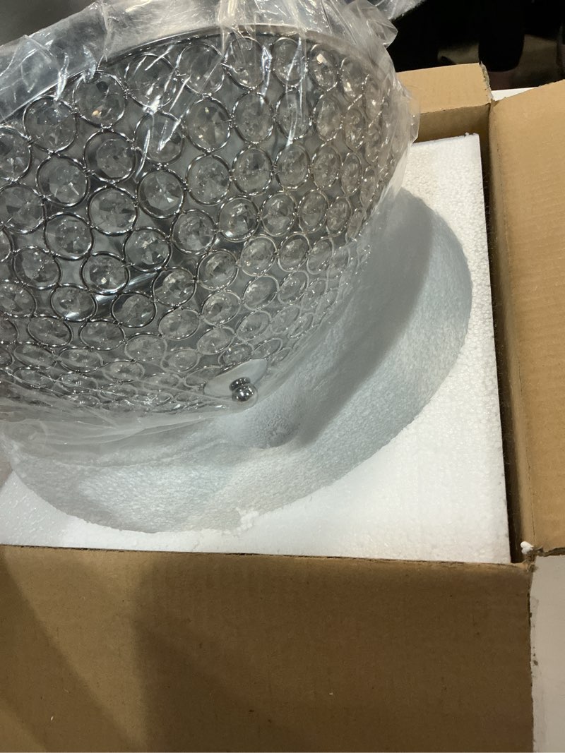Condition photo showing Good Condition for modern chrome flush mount crystal ceiling light,2-light crystal chandelier ceiling lighting for bedroom living room closet kitchen,hallway light fixtures with sparkling crystal metal shade