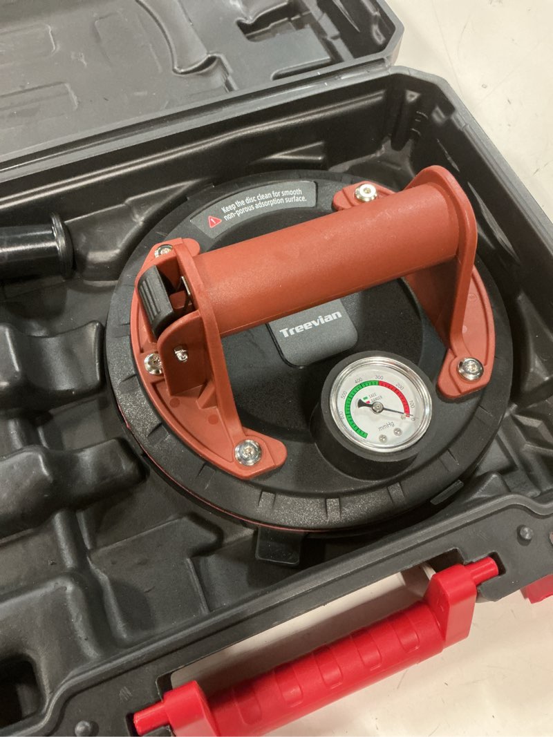 Condition photo showing Good Condition for suction cups for glass 8 inch heavy duty suction cups 485lbs load capacity with durable handle and pump for lifting large tile, windows, granite, with carrying case?2 pack?