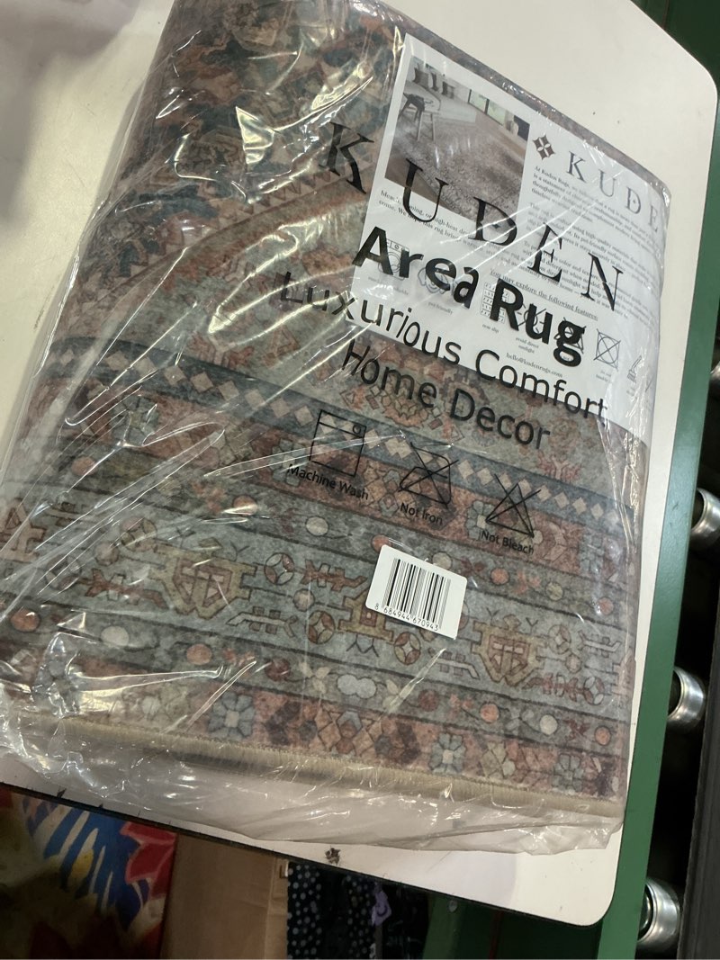 Condition photo showing Good Condition for kuden 2'6"x12 runner rug, machine washable area rug with non-slip backing, vintage style, soft, easy clean, low pile rug for hallway, entryway, kitchen, bedroom red / blue 2'6" x 12' runner