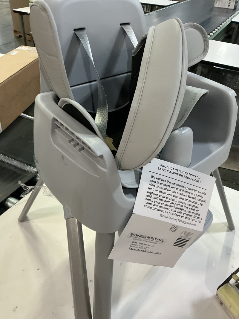 Condition photo showing As Is for Portable Baby Highchair for Months Infants and Toddlers with 5 Point Harness Convertible Comfortable Seat for Cozy Eating Table Sit Up High Chair and Seats for Sitting Up Back Booster Feeding Chairs grey