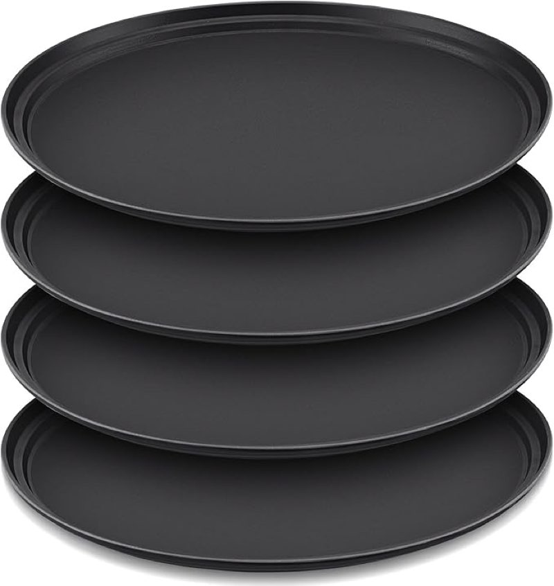 filltouch 4 pcs restaurant serving trays pp plastic non slip rubber lined large oval tray for kitche