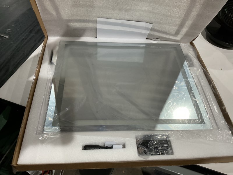 Condition photo showing Good Condition for rolove vanity mirror with lights 22"x18", lighted makeup mirror with 10x magnification, smart touch 3 colors dimmable, 360° rotation, women gift, dresser mount, bathroom (white)