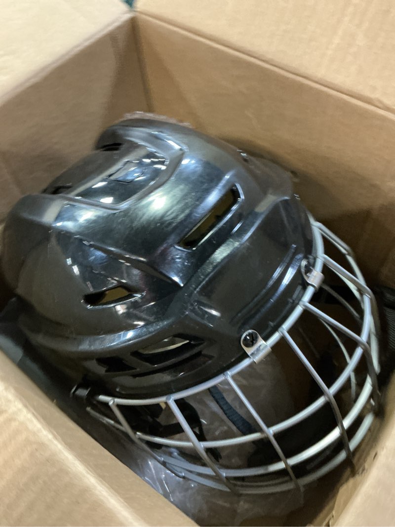 Condition photo showing As Is for Ice Hockey Helmet Breathable Hockey Helmet with Cage for Youth Adult Black Large