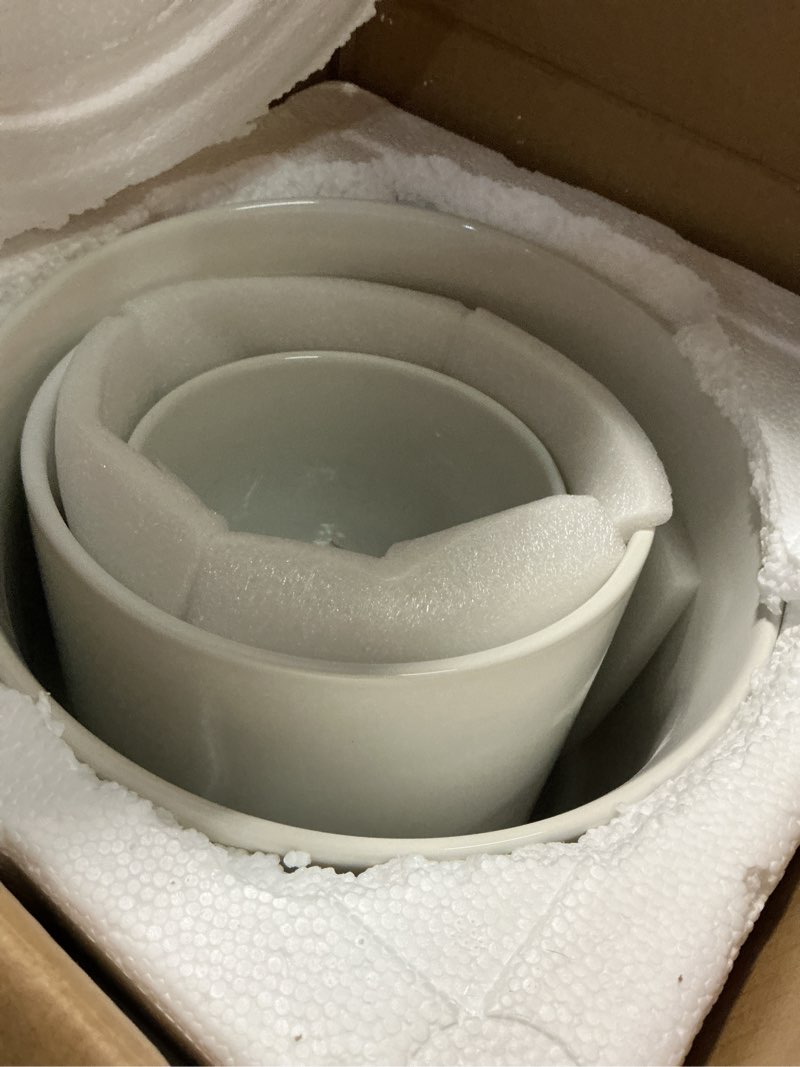 Condition photo showing Good Condition for vancasso ceramic planters, plant pots for indoor plants, 6.25+8.25+10.25 inch ceramic pots for plants, flower pots with drainage holes, planters pot for indoor house plant, set of 3, white white 6.25 + 8.25 + 10.25 inch