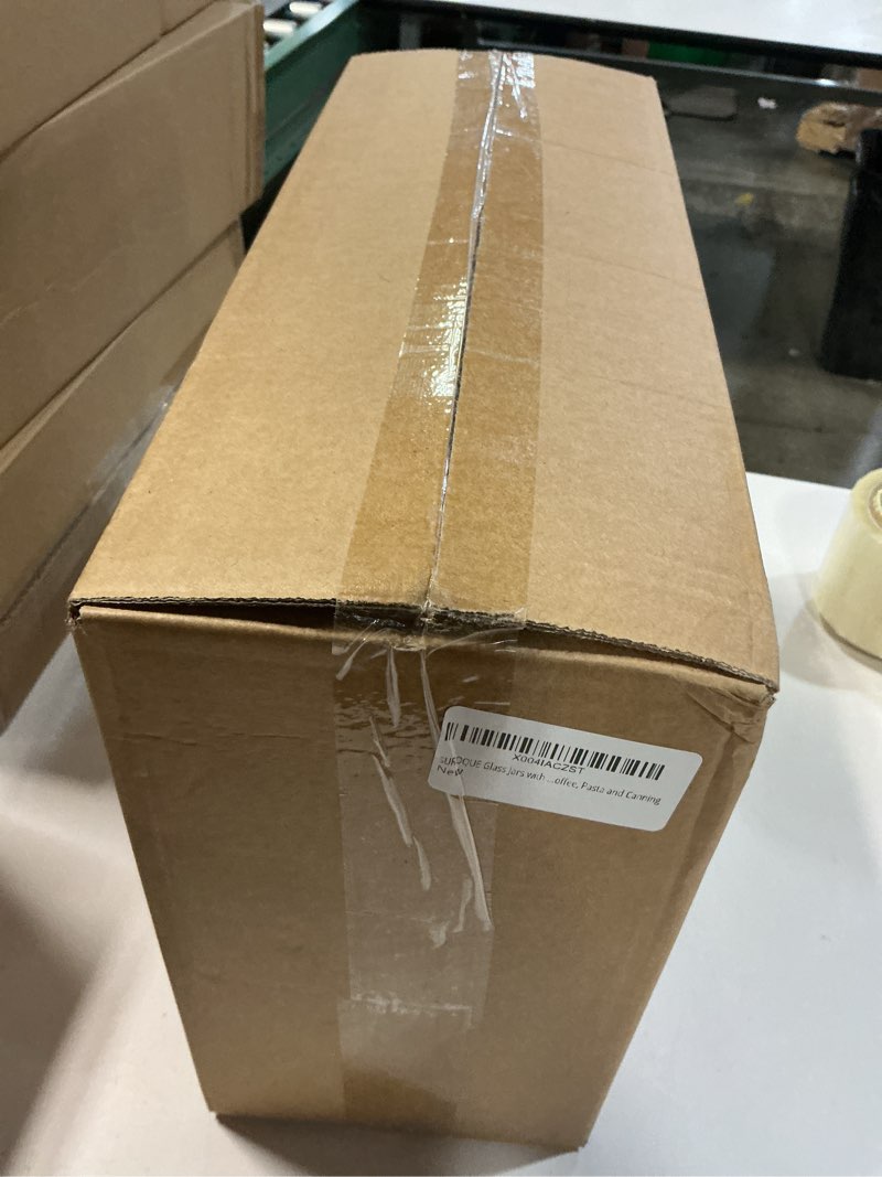 Condition photo showing New/Like New for SUROQUE Glass Jars with Airtight Lid, Large Glass Food Storage Jars, 3 Pack Wide Mouth Airtight Glass Jars ffor Flour, Cereal, Coffee, Pasta and Canning(70OZ) 70OZ/2L