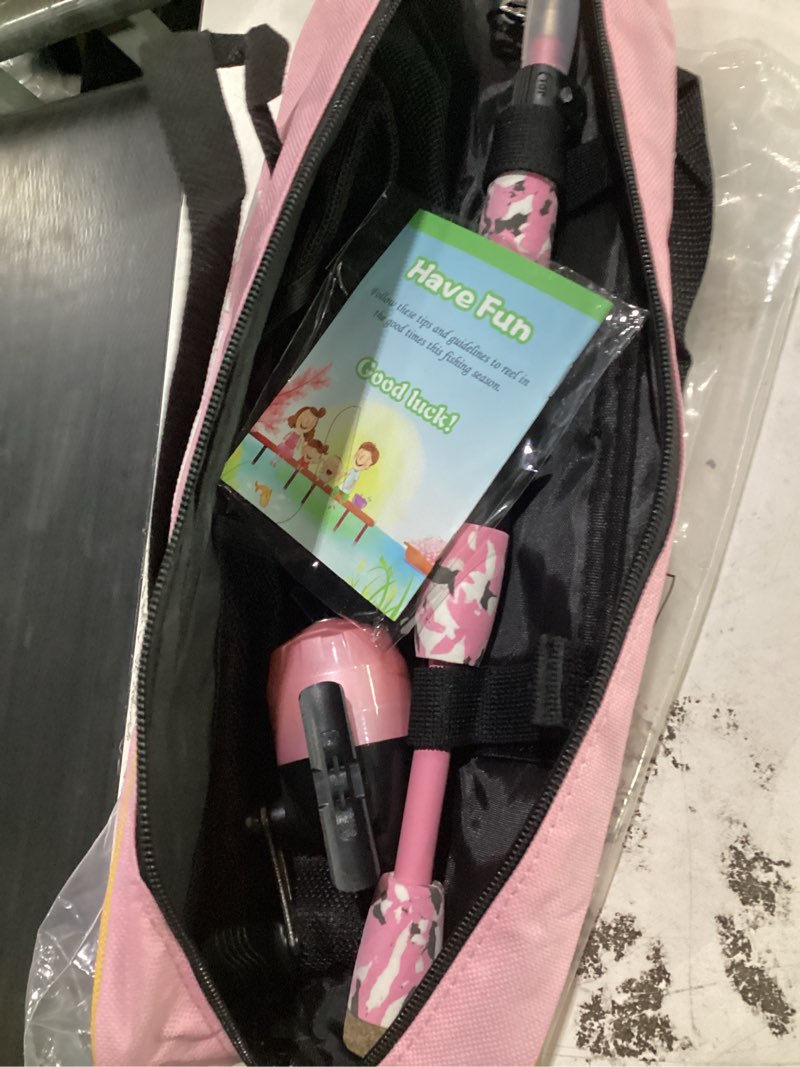 Condition photo showing Good Condition for plusinno kids fishing pole with spincast reel telescopic fishing rod combo full kits for boys, girls, and adults pink 5ft / 1.5m