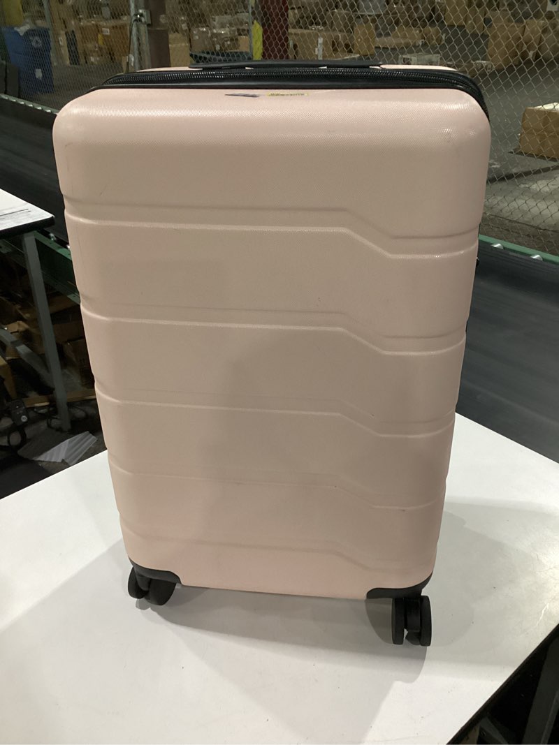 Condition photo showing Good Condition for hardside medium checked spinner wheels suitcase - open story- pink