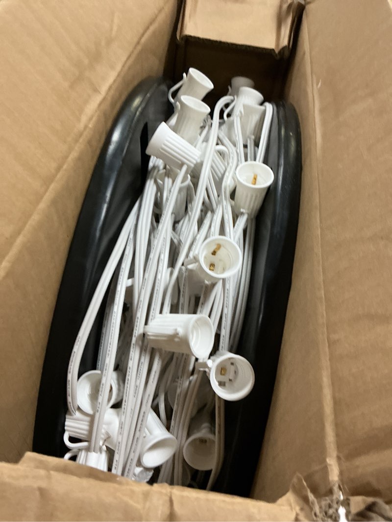 Condition photo showing Good Condition for Brightown Commercial 250FT C9 Christmas Stringer Bulk Reel, C9 Light Sockets Set Spool with 12" Spacing, UL Listed Christmas Roof Lights Cord, SPT-1 18AWG, White C9-White Wire 250FT