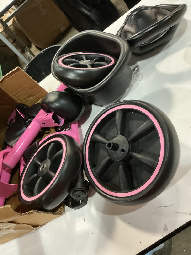 Condition photo showing Good Condition for Kids Tricycle with Colorful LED Lights for Toddlers 1-3 Years, Stable 3-Wheel Design & Storage Basket for Fun Indoor Outdoor Ride, Gift for Baby Boy Girl Pink Tri-light