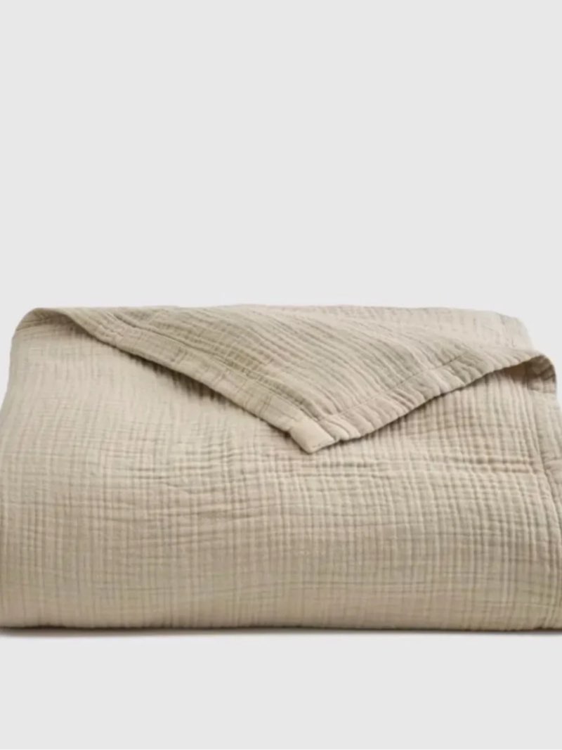 quince organic cotton gauze blanket queen dune set 1    
