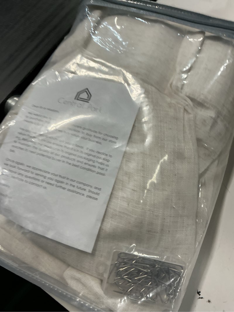 Condition photo showing New/Like New for central park pinch pleated sheer curtain panels 90 inch linen blended slub yarn sheer window treatment drape for rustic farmhouse living room bedroom, 60"x90"x2, linen 60"w x 90"l (pack of 2) linen/pinch