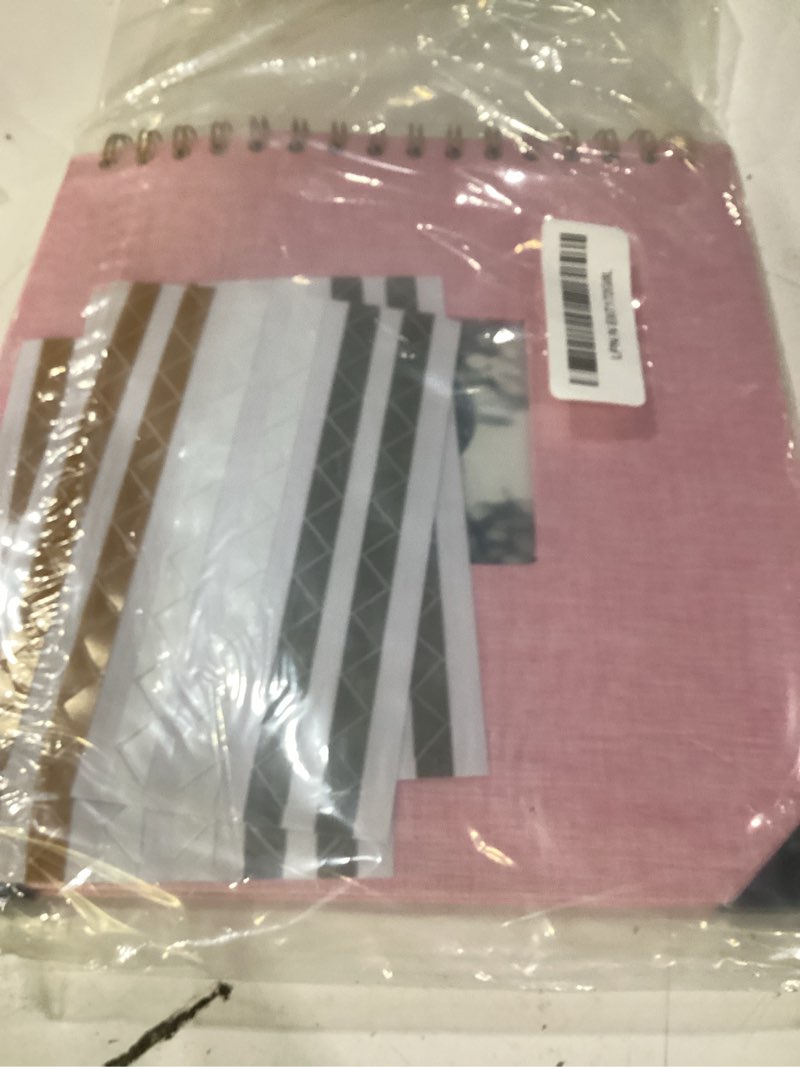 Condition photo showing New/Like New for 8 x 8 inch scrapbook photo album linen cover 20 sheets/ 40 pages, hardcover kraft white pages memory book, for travel wedding guest book christmas baby shower fits 4x6 & instant photos, pink 8 inch 40 pages pink