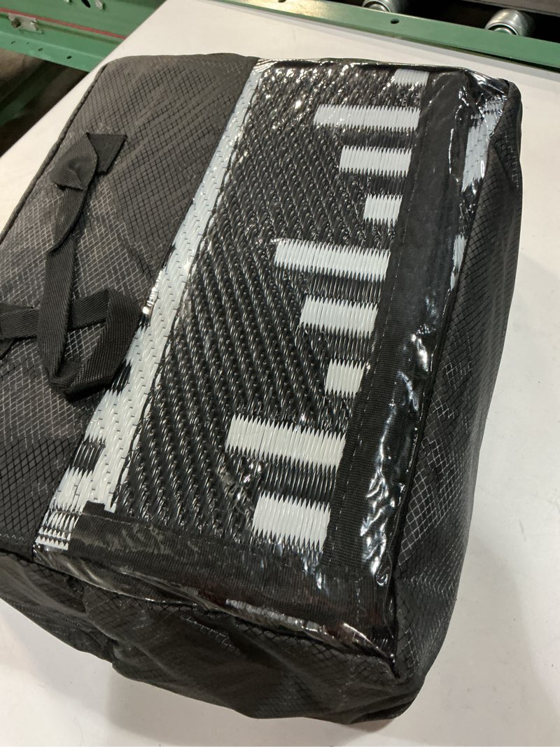 Condition photo showing Good Condition for olanly outdoor rug waterproof 6x9 ft, reversible outdoor plastic straw rug, boho patio rug, indoor outdoor carpet, rv mat outside for patio, camp, picnic, balcony, deck, backyard, black & white black & white 6' x 9' (rectangular)