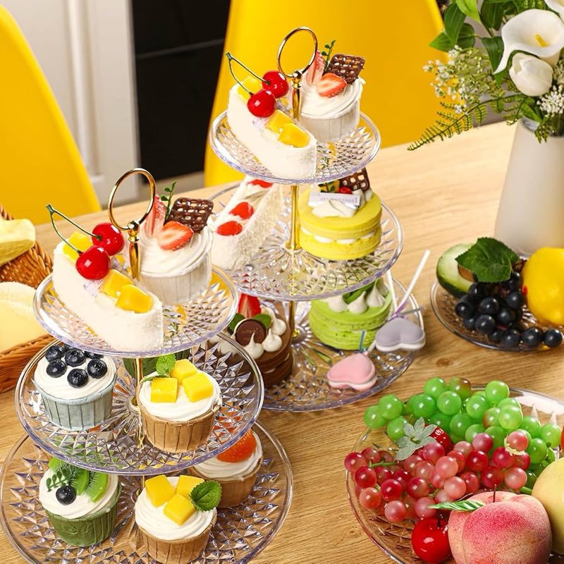 Lallisa 12 Pcs Dessert Table Display Set, Include Acrylic 3 Tier Cupcake Stand, Glass Candy Jar, 1 T