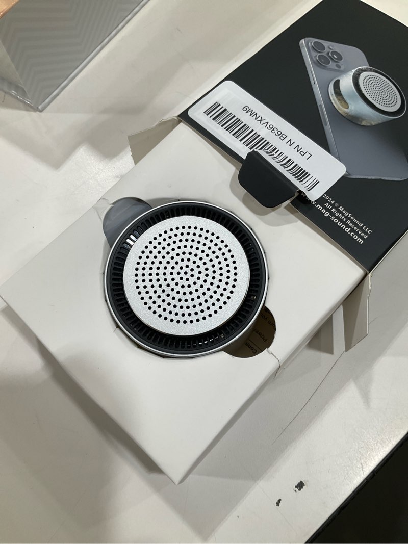 Condition photo showing Good Condition for MagBeat Bluetooth Speaker with Magnetic Wireless Charger (Titanium), Portable Stereo Sync TWS, Booming Bass, Up to 10H , IPX7 Waterproof, Aluminum Unibody Design for Home/Outdoor/Beach, Birthday Gift