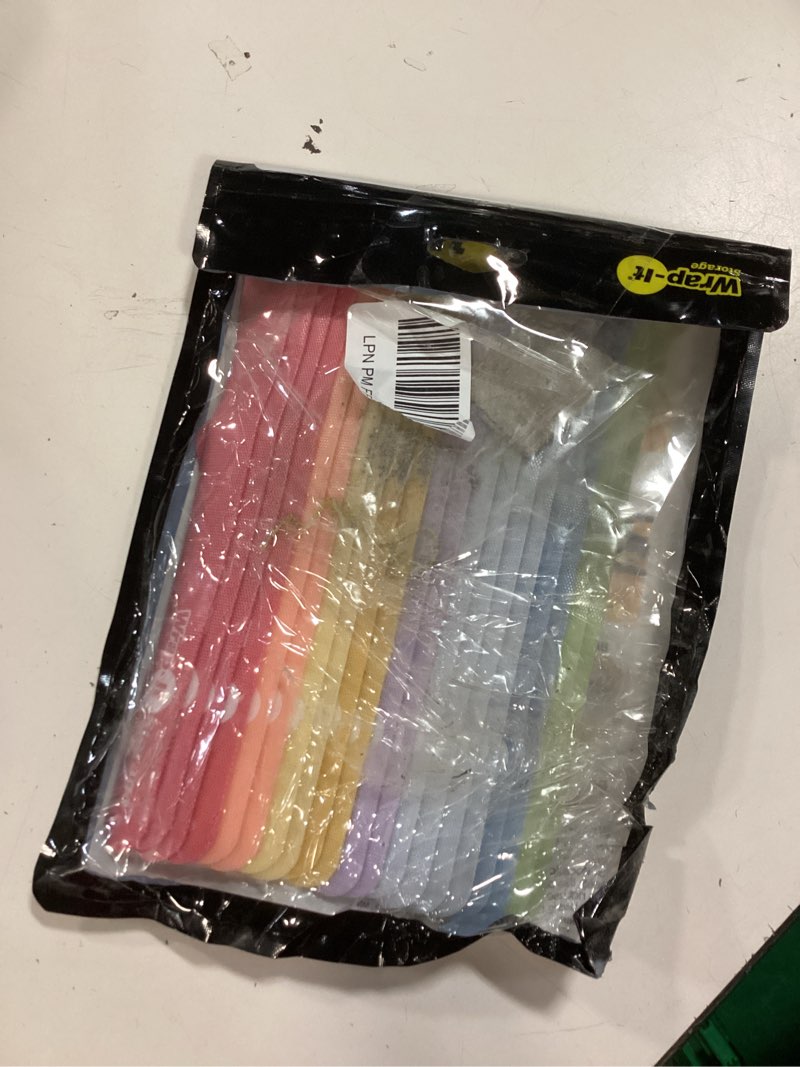 Condition photo showing As Is for Self-Gripping Cable Ties by Wrap-It Storage, Macaron, 40 Pack (5 Inch and 8 Inch Straps) – Reusable Hook and Loop Cord Wraps for Home Office Desk Organization