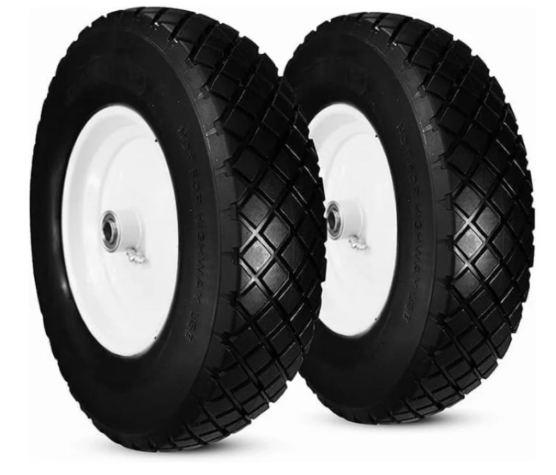 4.80/4.00-8" tire and wheel flat free 2 pcs, 16" solid wheelbarrow tire with 5/8" & 3/4" bearings,3"