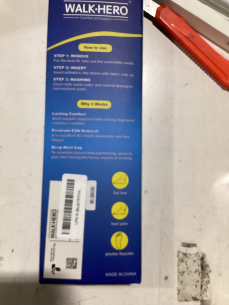 Condition photo showing Good Condition for plantar fasciitis insoles for men women - orthotics inserts, shoe insoles arch support flat feet inserts work boot insole (mens 10-10 1/2 | womens 12-12 1/2) blue mens 10 - 10 1/2 | womens 12 - 12 1/2
