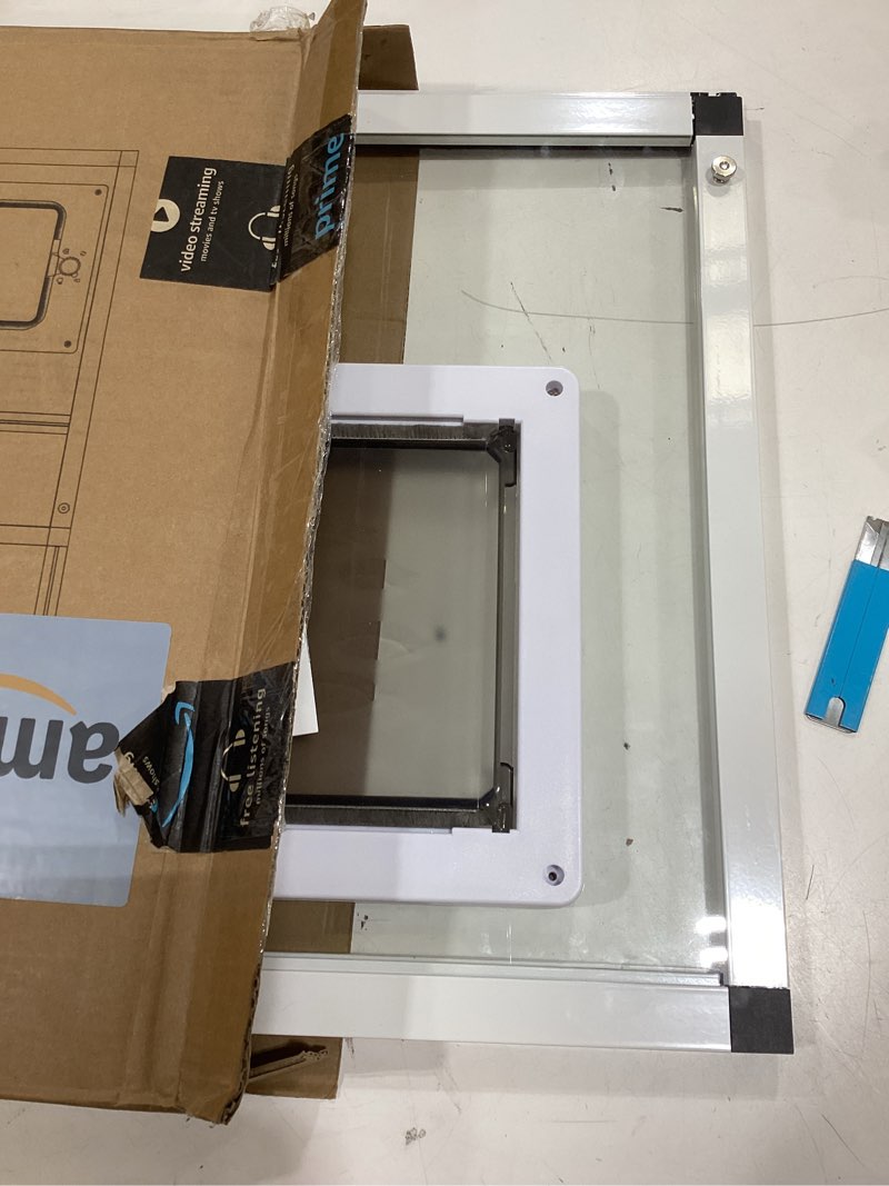 Condition photo showing Good Condition for sliding cat door for window, fits 28.5"-32" width window, 2-min install | aluminum frame + hd glass | weatherproof design | magnetic closure window cat door insert, adjustable pet door window for cats white fit window: 28.5"-32"