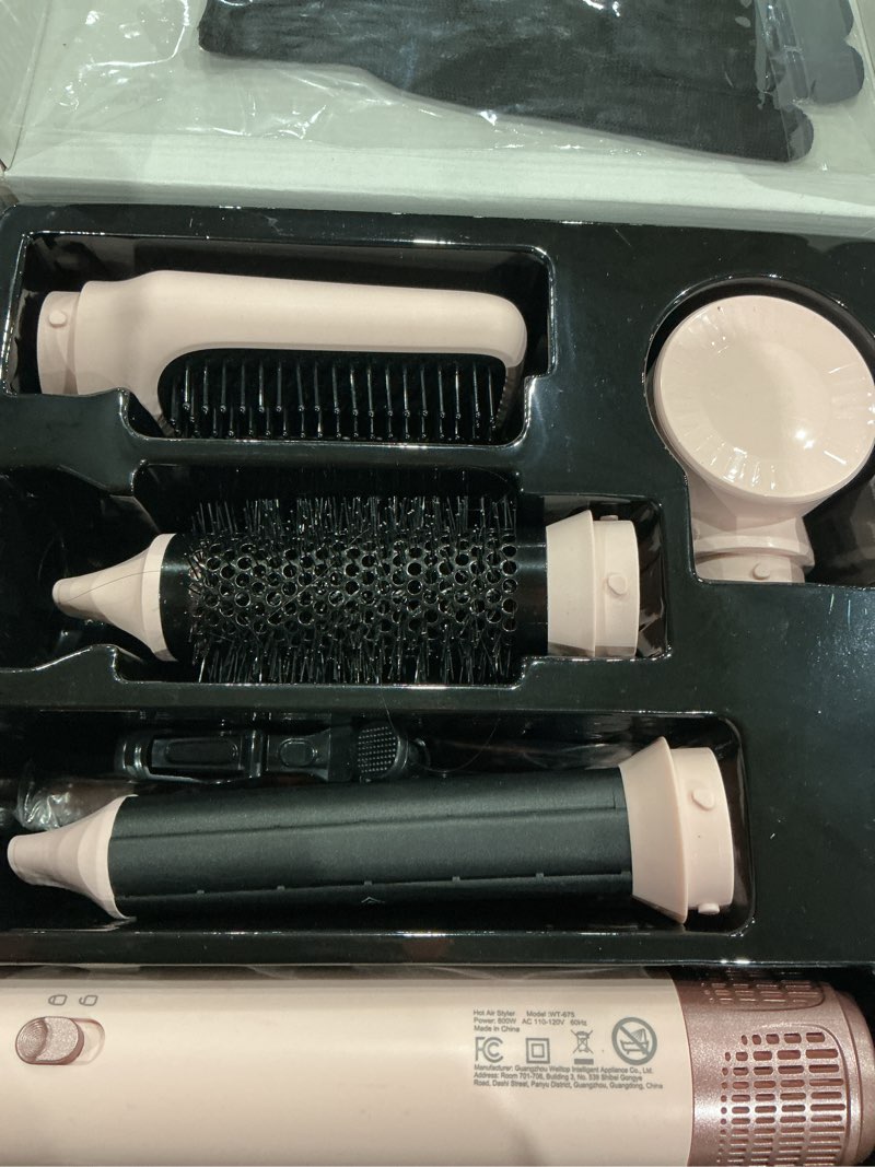 Condition photo showing Good Condition for 5 in 1 hair dryer brush set, detachable hot air styler, blow dryer brush, 3 heat settings auto curling wrap styler, ionic hair styling tools - straighten curl dry volumize smooth (pink)