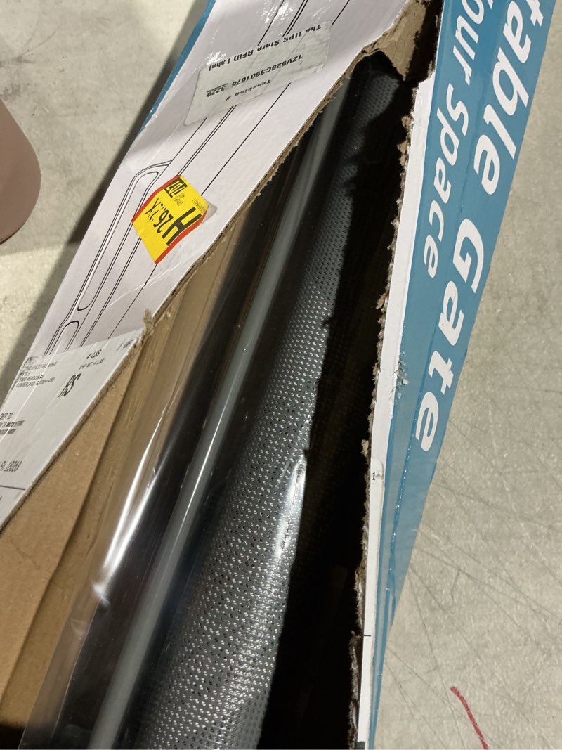Condition photo showing Good Condition for Babepai Retractable Baby Gates Extra Wide | 55" Wide x 38" Tall Dog Gates for Stairs | Indoor/Outdoor Use | Child Gates for Doorways, Deck, Porch, Hallways, Patio - Gray A-grey 55" Wide x 38" Tall - Drilling