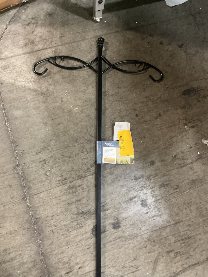 Condition photo showing As Is for style selections 84-in black powder coated metal double shepherd's hook