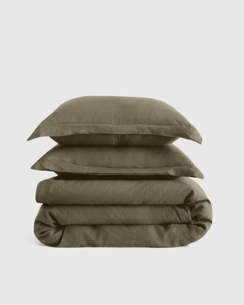 european linen double flange duvet cover set dusty olive king 