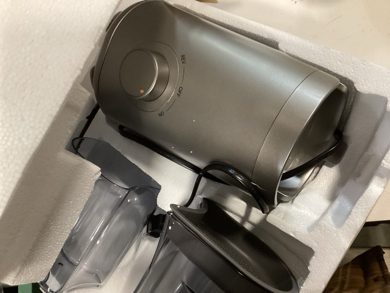 Condition photo showing As Is for Juicer Machines, 5.3" Wide Feed Chute Cold Press Juicer for Whole Vegetables & Fruits, High Juice Yield, BPA Free (Slivery) 5.3'' Silver