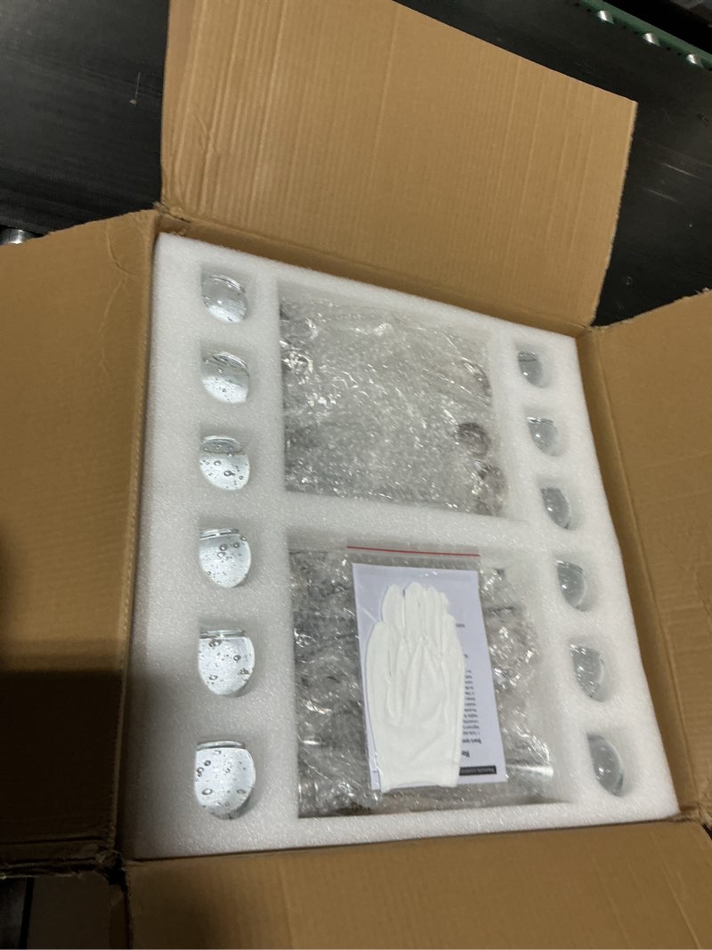 Condition photo showing As Is for ykolupty h120'' long crystal raindrop chandelier 12 lights foyer pendant lighting entrwey high ceiling chandeliers led dimmable lighting… 12-lights r silver