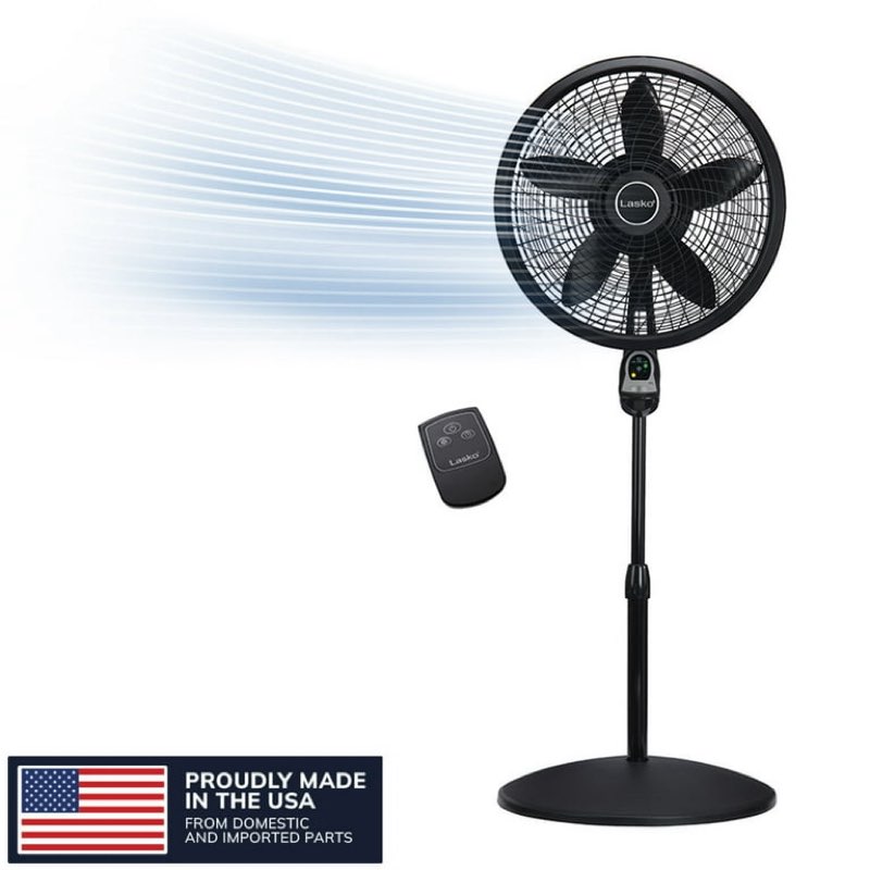Lasko Cyclone 18" 3-Speed Oscillating Remote Controlled Pedestal Fan, Black, 