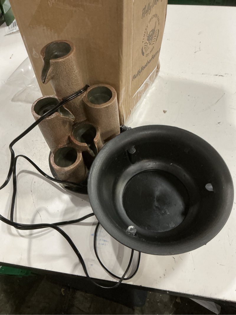Condition photo showing Good Condition for alpine corporation wct202 indoor tabletop tiered water fountain featuring 3 candles for desktop and table, 11", brown