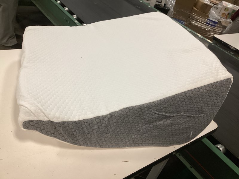 Condition photo showing As Is for Yojoker Wedge Pillow for Sleeping - 12 Inch Bed Wedge for Headboard Triangle Pillow, Memory Foam Wedges for Acid Reflux, GERD, Snoring, Post Surgery Back Pain Relief, Leg Elevation, Washable Cover 24*24*12 inch