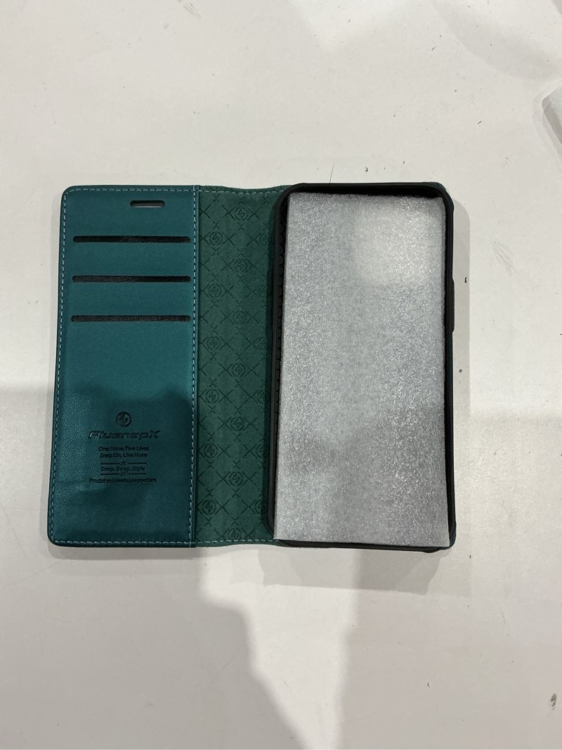 Condition photo showing Good Condition for wallet case for iphone 14 pro max compatible with magsafe, 2-in-1 pu leather flip rfid blocking card holder stand shockproof magnetic detachable cover for iphone 14 pro max 6.7", bluegreen for iphone 14 pro max - 6.7" fashion blue green