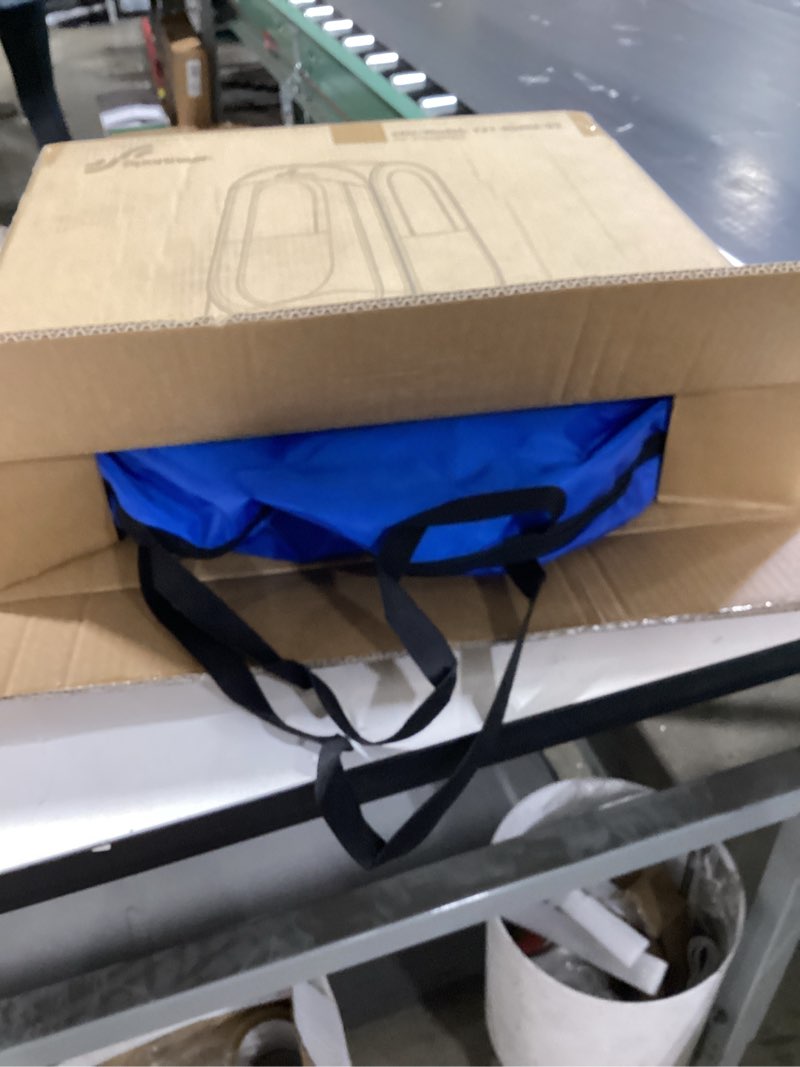 Condition photo showing Good Condition for sportneer pop up sports tent, 3-side clear tpu transparent shelter, all-weather warm outdoor bubble pod with instant setup, portable wind & rain protection for spectators, parents & kids (l/xl) blue l: 37" x 37" x 63.5"