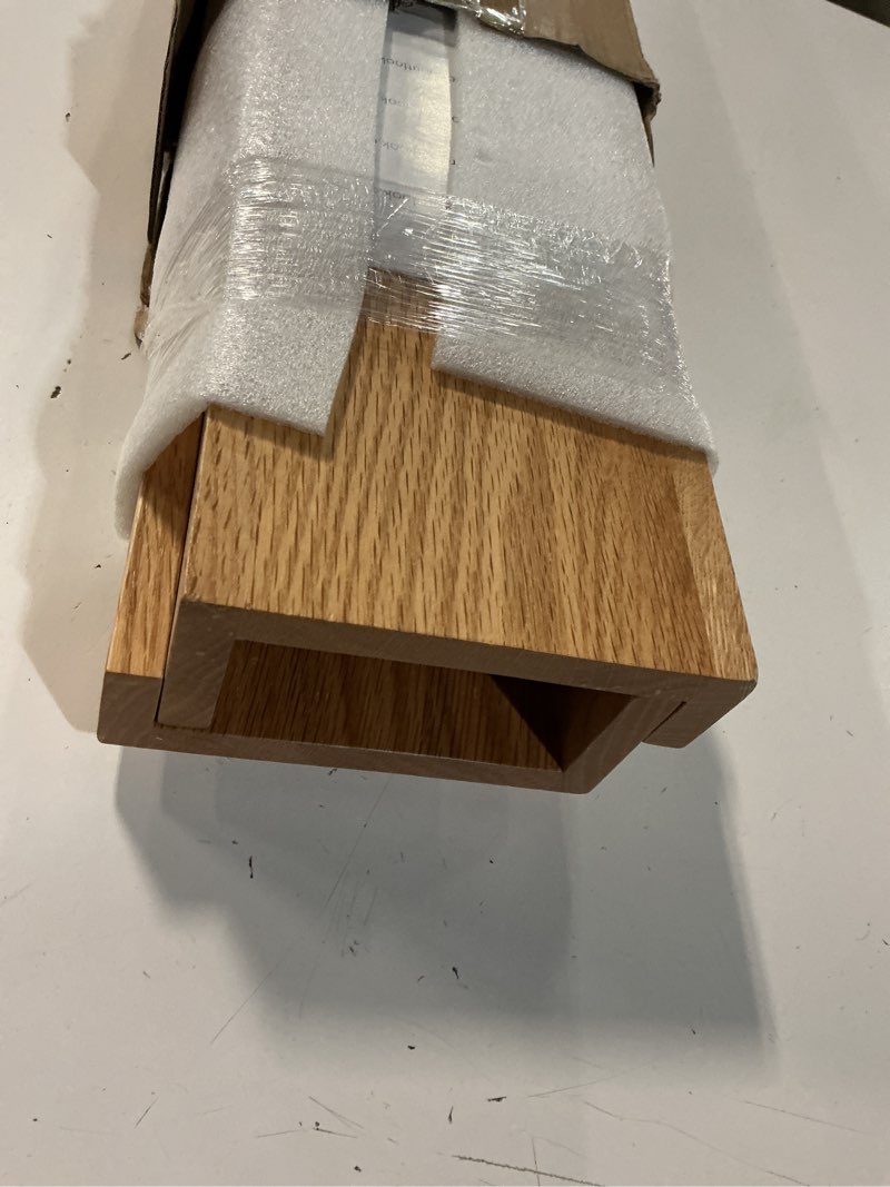 Condition photo showing Good Condition for oak wood floating shelves for wall collage, 24" picture ledge shelf for photo frame (2pcs, natural color, american oak, polished, lacquered)