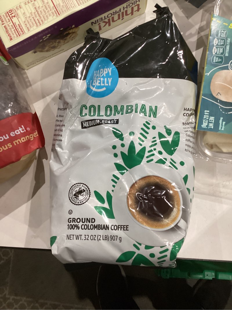 Condition photo showing New/Like New for Amazon Brand - Happy Belly Colombian Ground Coffee, Medium Roast, 2 pound (Pack of 1)