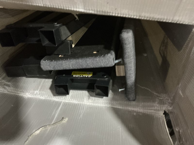 Condition photo showing As Is for Metal Bed Frame,14Inch King Size Bed Frame with Storage Space,Heavy Duty Sturdy Mattress Foundation,Easy Assembly,No Box Spring Needed,King Grey Grey King