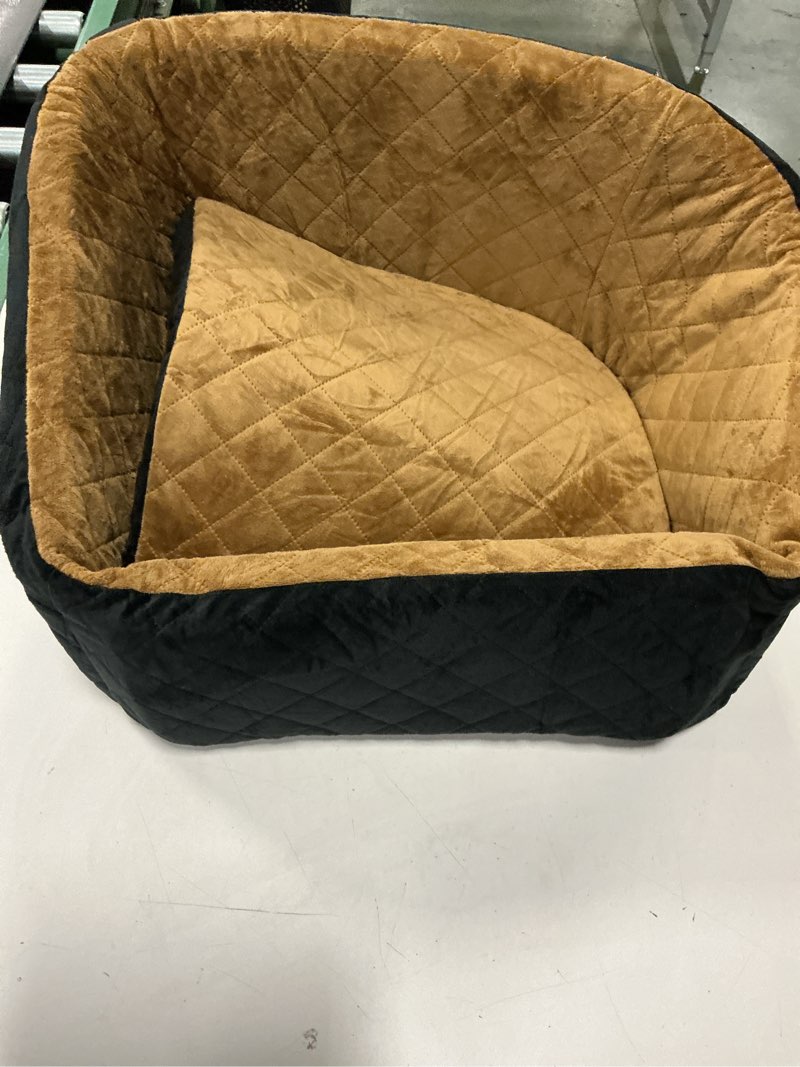 Condition photo showing As Is for Dog Car Seat for Small Medium Dogs,Detachable Washable Dog Booster Seat Under 30lbs, Pet Car Seat Travel Bed with Storage Pockets and Dog Safety Belt(Black/Brown)