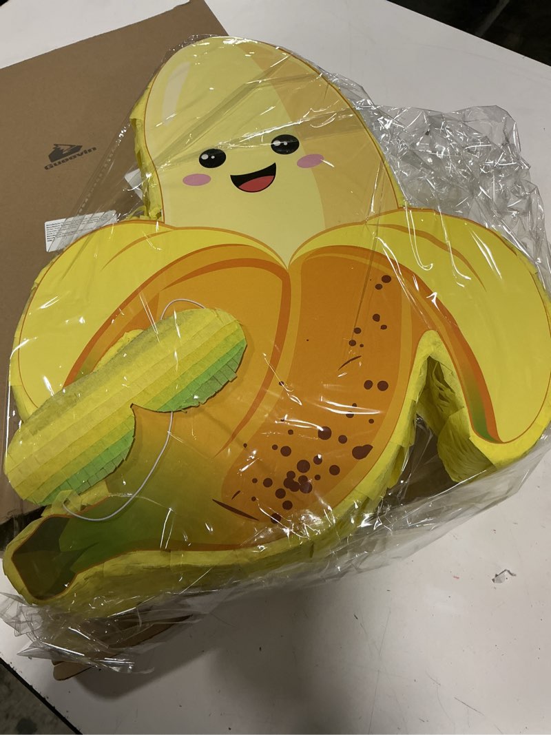 Condition photo showing New/Like New for gueevin banana piñata fruit party decorations supplies gold cute banana piñata set with stick blindfold for fruit theme birthday baby shower celebration decorations