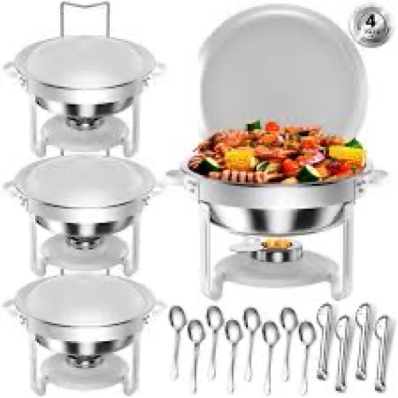 Keyoxy Round Chafing Dishes for Buffet 5 Qt,High Grade Chafing Dish Buffet Set with Stainless Steel 