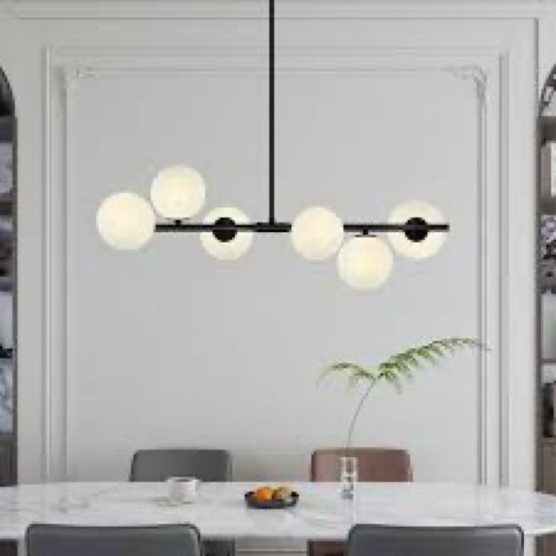 6-light Modern Liner  Gold Glass And Metal Chandelier For Living Room/dining Room