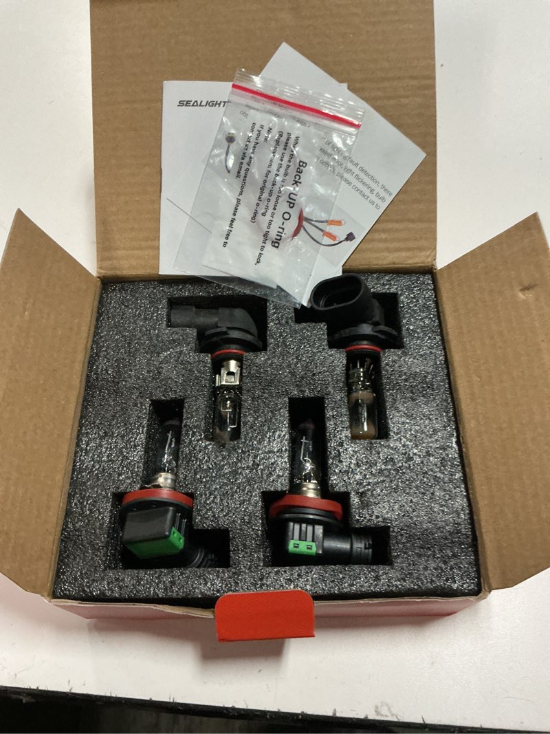 Condition photo showing As Is for fog lights combo, 100,000lm wider driving vision, 9005 h11 fog lights with cooling fans, plug and play, pack of 4