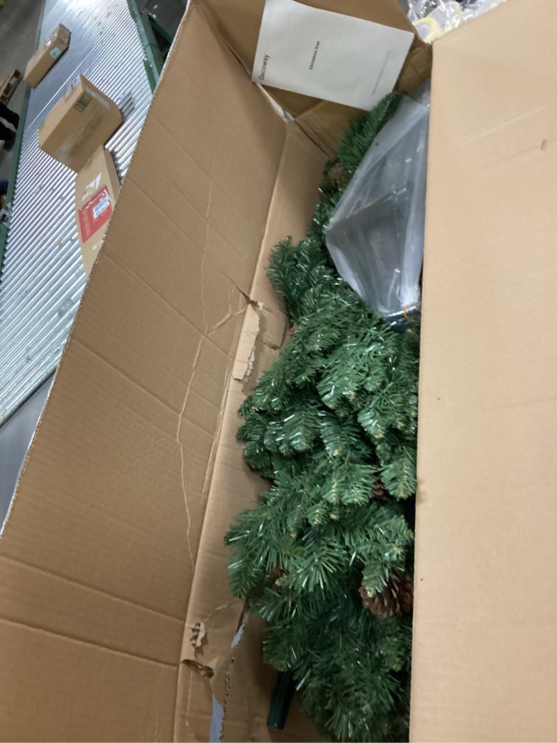Condition photo showing New/Like New for Decoway 6FT Artificial Christmas Tree: Unlit Green Xmas Pine with Pinecones and Metal Stand for Indoor - Holiday Decoration for Porch Living Room Easy Assembly