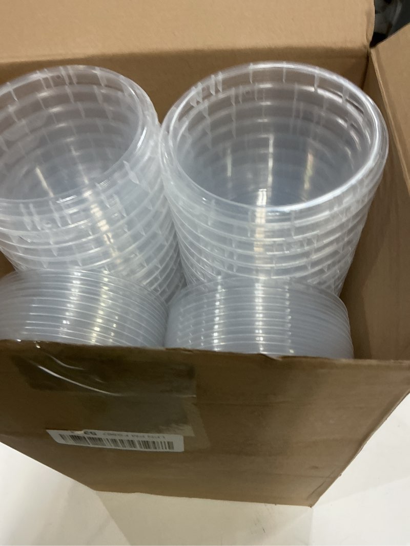 Condition photo showing Good Condition for 50 Set Clear Plastic Cups 16 oz Ice Cream Buckets with Lids and Straws Disposable Drink Cups Cocktail Pails with Handles for Outdoor Holiday Travel Beach Birthday Pool Party Supplies 50 Clear 16 oz