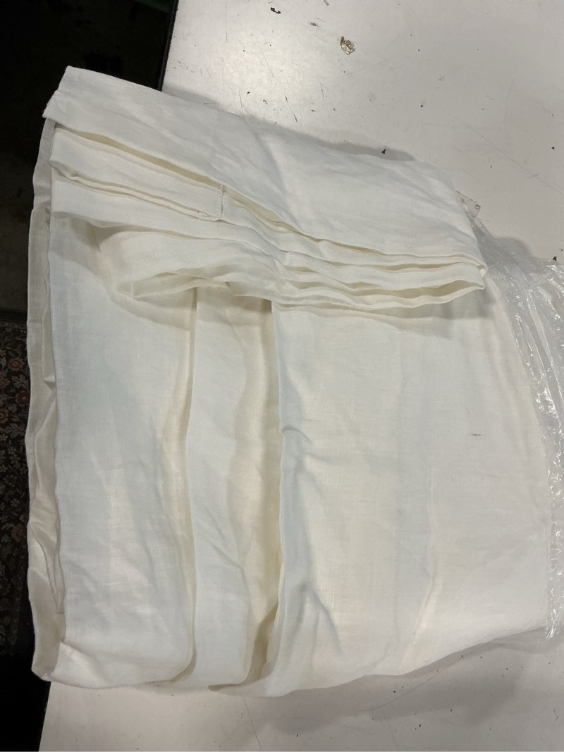Condition photo showing As Is for quince european linen curtain - single panel, 48x84, white