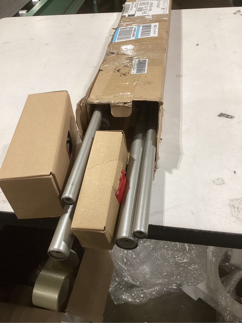 Condition photo showing Good Condition for 1 Inch Heavy Duty Double Bay Window Curtain Rod,36-72 Inch Telescoping Center Rod, 20-36 Inch Adjustable Side Rod Set, Antique Silver, End Cap Finials Antque Silver 36-72"