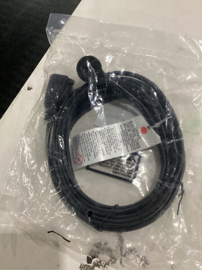 Condition photo showing New/Like New for elecan flat plug extension cord 15 ft with slim space-saving plug design, thin flat cable low profile power cord 3 prong grounded wire, 16 gauge 13 a/125 v-black-etl certified