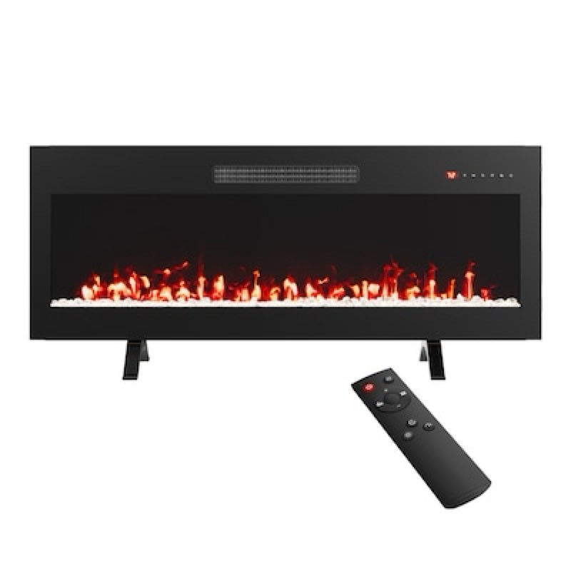 Style Selections 42-in W Black Wall mount Fan-forced Electric Fireplace with Remote Control