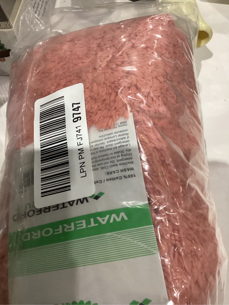 Condition photo showing As Is for Home Weavers Waterford Collection 100% Cotton Tufted Bath Rug, Extra Soft and Absorbent Bath Rugs, Non-Slip Bath Mats, Machine Washable Bath Rugs for Bathroom, 18"x18" Toilet Lid Cover, Coral Coral 1'6" (Round)