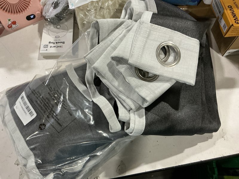Condition photo showing Good Condition for beauoop grey plaid jacquard blackout curtains 84 inches long 2 panels for bedroom living room gingham checkered room darkening thermal insulated soundproof grommet window drapes, 52x84 2 set grey 52"w x 84"l (pack of 2)
